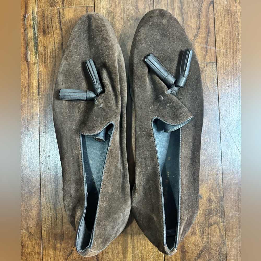 Zara Men’s Brown Suede Tassel Loafers - Picture 2 of 3